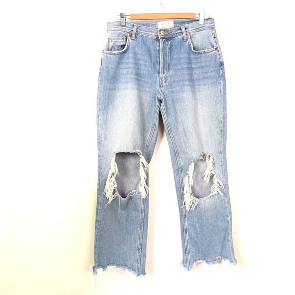 We The Free Free People Distressed Maggie Mid-Rise Straight Leg 28 - Picture 3 of 7